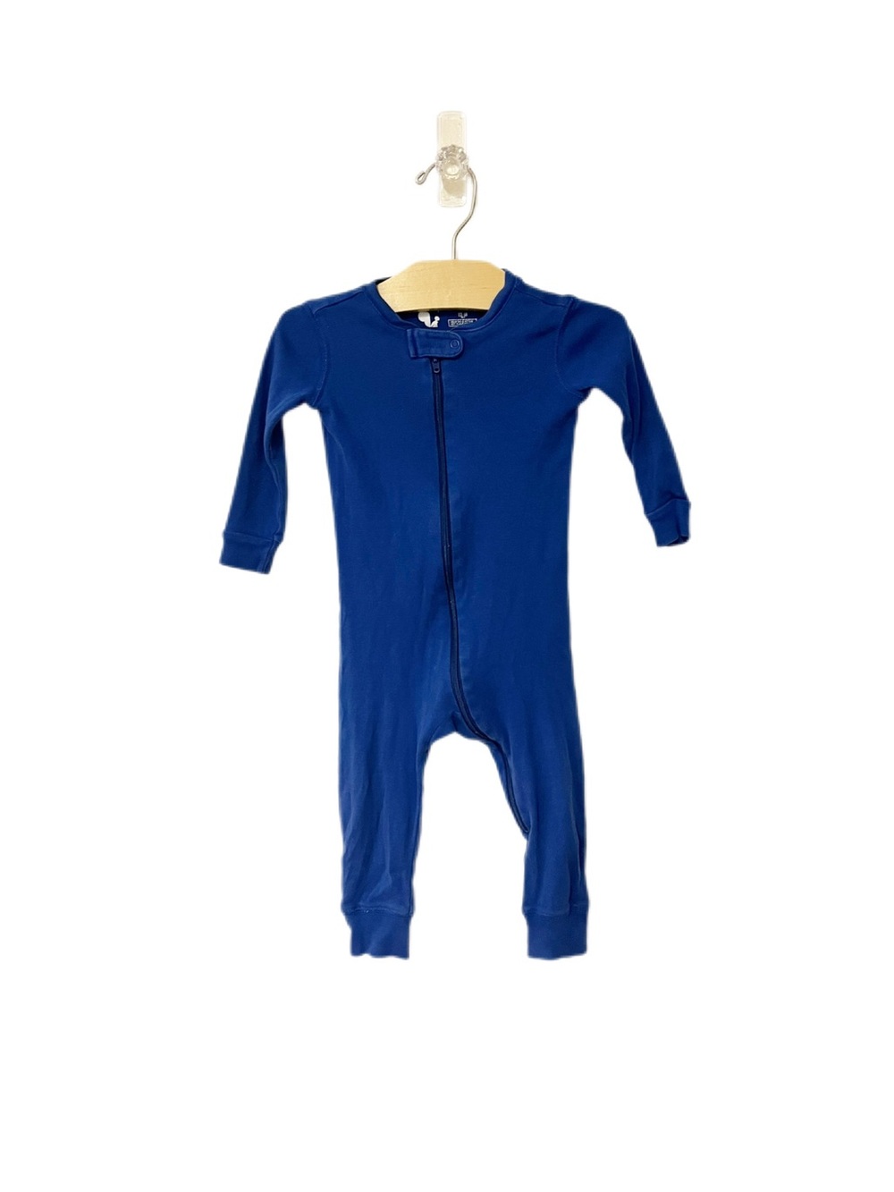 Primary 12-18m Baby Blue Kids One-Piece Zip Cotton Pajamas